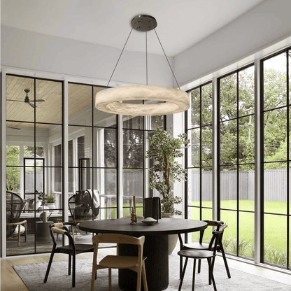 Glacera Alabaster Round Chandelier 19'' 27'' 36'' 60''D - Zelno Lighting