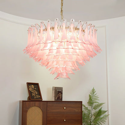 Gold & Pink Barcelona Murano Chandelier with 16 E14 Bulbs - Zelno Lighting