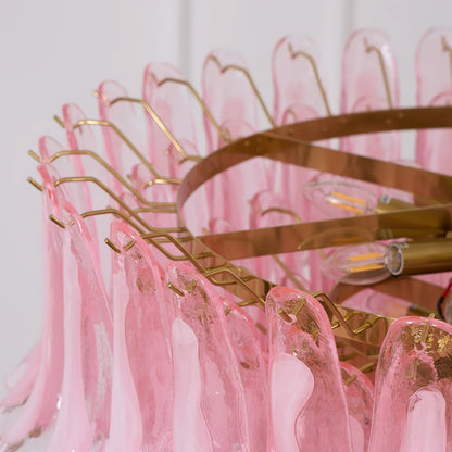 Gold & Pink Barcelona Murano Chandelier with 16 E14 Bulbs - Zelno Lighting
