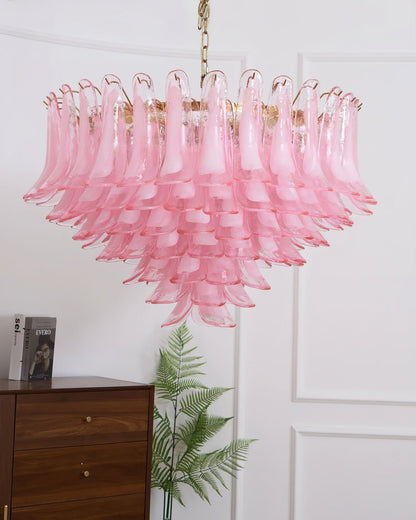 Gold & Pink Barcelona Murano Chandelier with 16 E14 Bulbs - Zelno Lighting