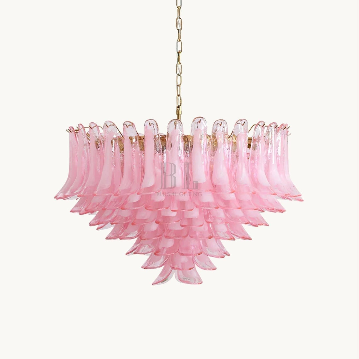 Gold & Pink Barcelona Murano Chandelier with 16 E14 Bulbs - Zelno Lighting