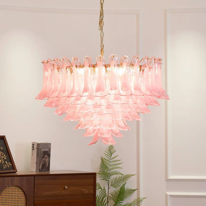 Gold & Pink Barcelona Murano Chandelier with 16 E14 Bulbs - Zelno Lighting