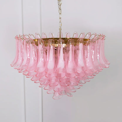 Gold & Pink Barcelona Murano Chandelier with 16 E14 Bulbs - Zelno Lighting