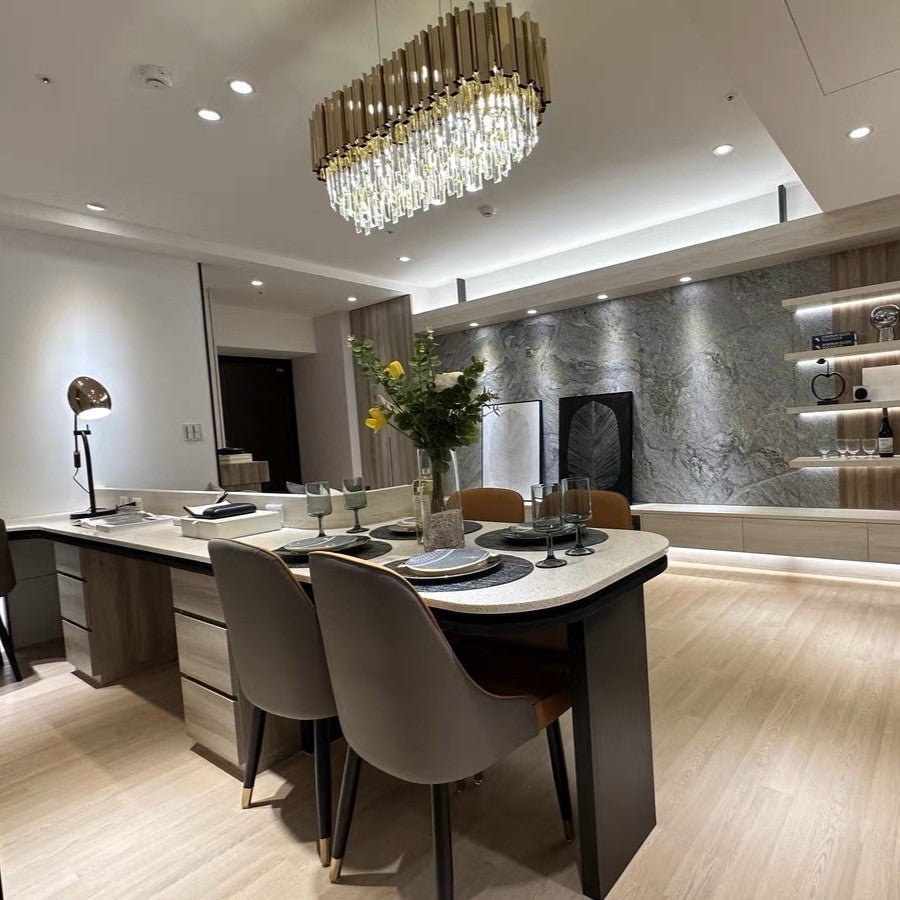 Gold/Silver Round Modern Tiered Metal Crystal Chandelier - Zelno Lighting