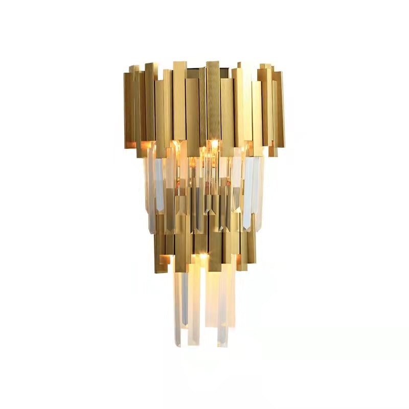 Gold/Silver Round Modern Tiered Metal Crystal Chandelier - Zelno Lighting