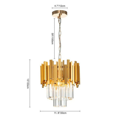 Gold/Silver Round Modern Tiered Metal Crystal Chandelier - Zelno Lighting
