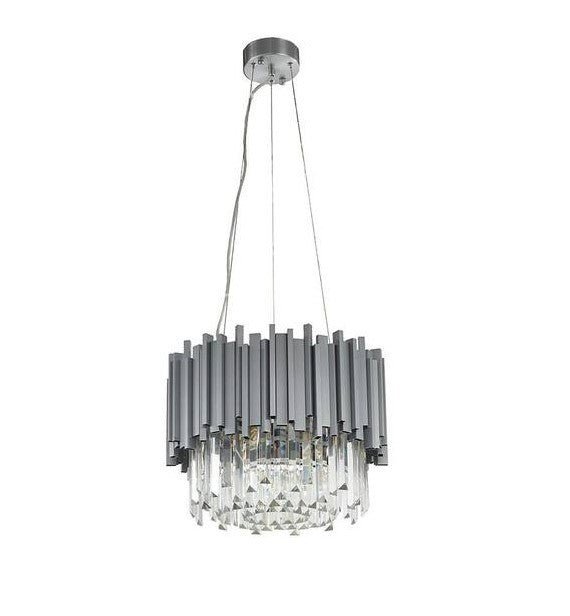 Gold/Silver Round Modern Tiered Metal Crystal Chandelier - Zelno Lighting
