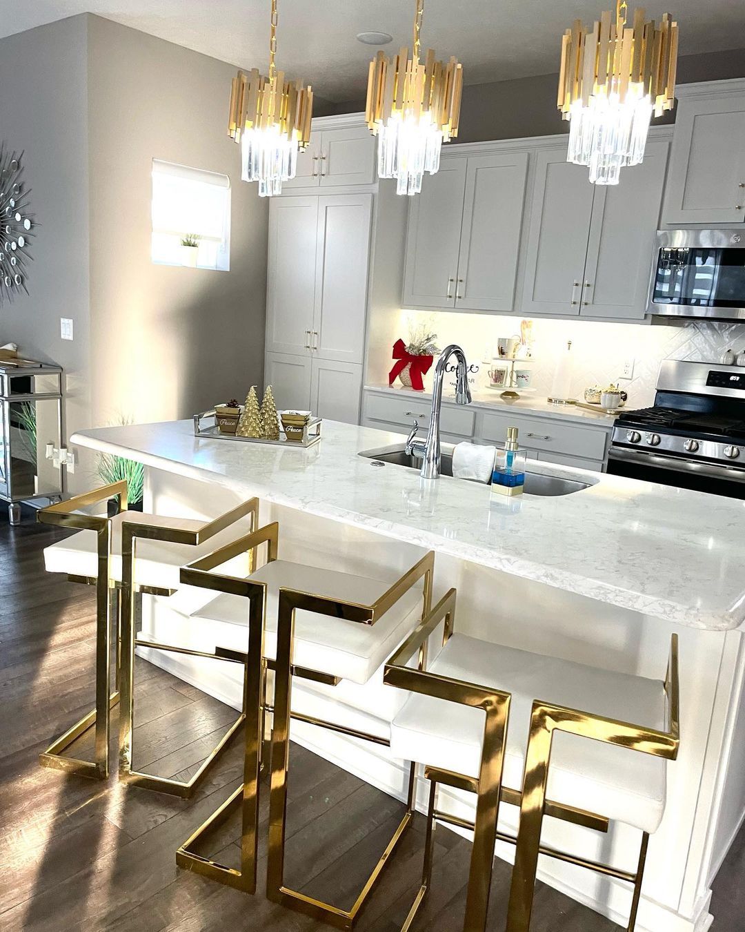 Gold/Silver Round Modern Tiered Metal Crystal Chandelier - Zelno Lighting