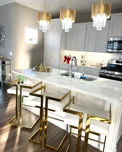 Gold/Silver Round Modern Tiered Metal Crystal Chandelier - Zelno Lighting