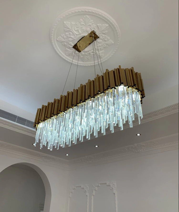 Gold/Silver Round Modern Tiered Metal Crystal Chandelier - Zelno Lighting