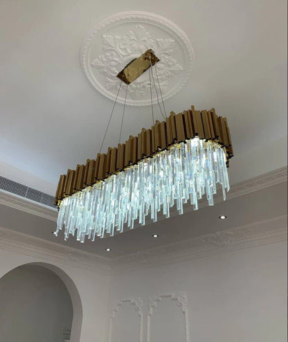 Gold/Silver Round Modern Tiered Metal Crystal Chandelier - Zelno Lighting