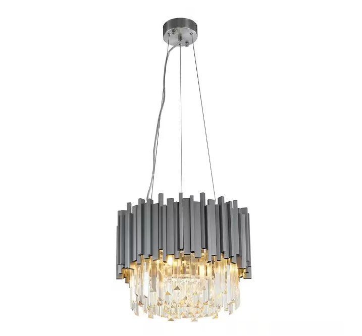 Gold/Silver Round Modern Tiered Metal Crystal Chandelier - Zelno Lighting