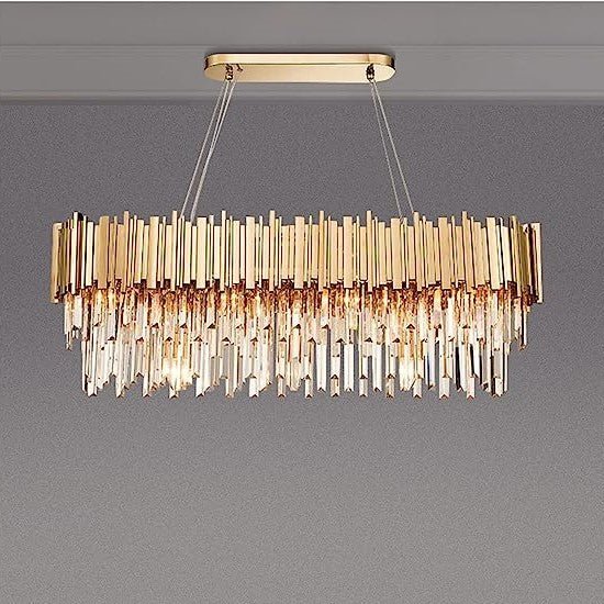 Gold/Silver Round Modern Tiered Metal Crystal Chandelier - Zelno Lighting