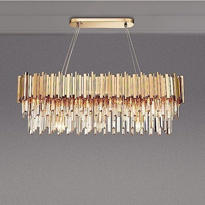 Gold/Silver Round Modern Tiered Metal Crystal Chandelier - Zelno Lighting