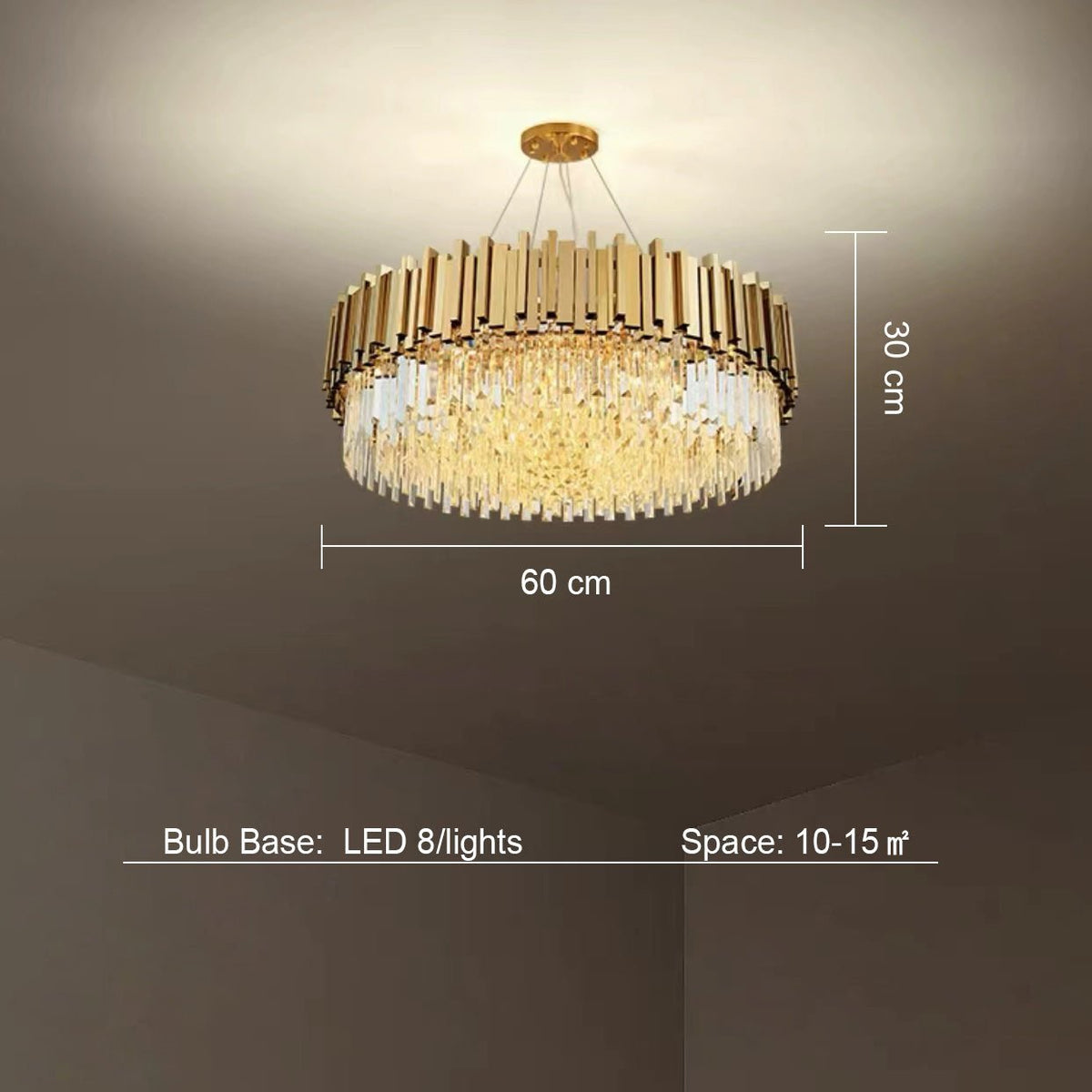 Gold/Silver Round Modern Tiered Metal Crystal Chandelier - Zelno Lighting