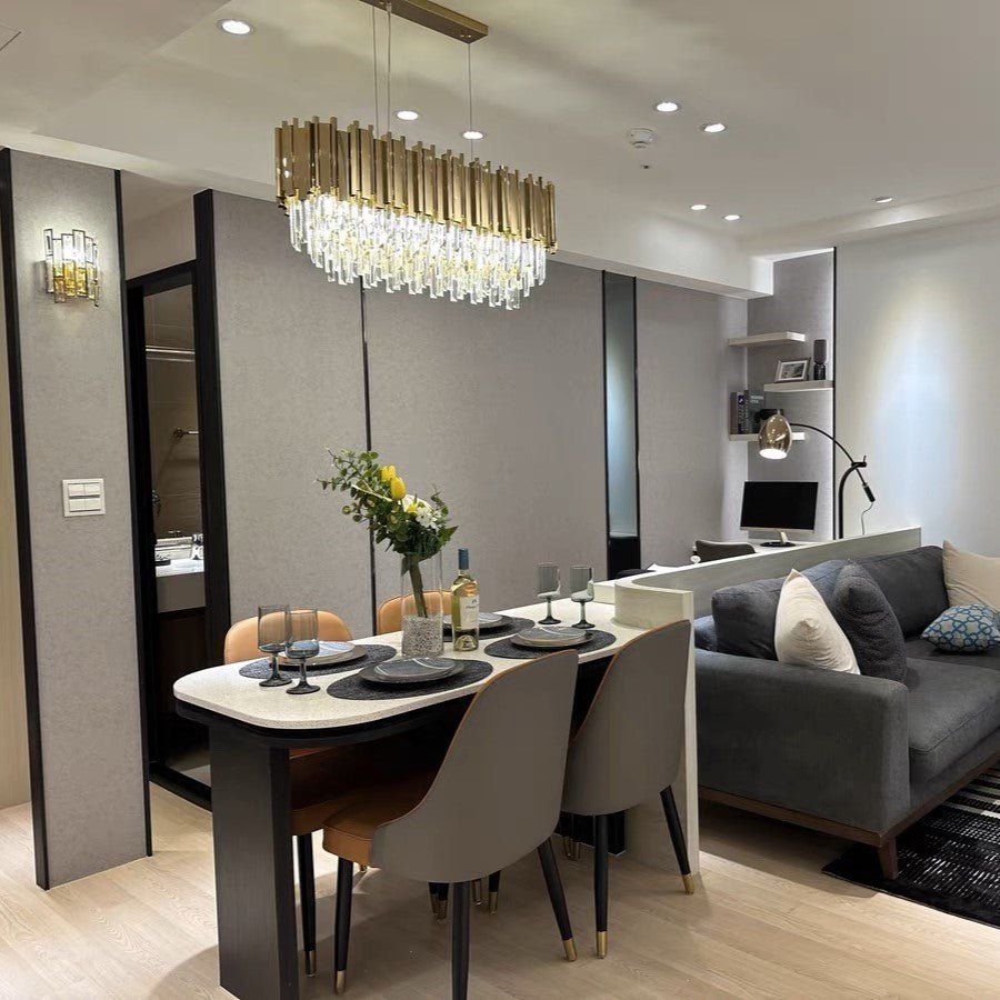 Gold/Silver Round Modern Tiered Metal Crystal Chandelier - Zelno Lighting