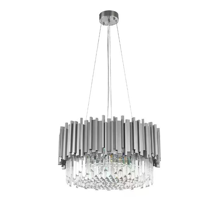 Gold/Silver Round Modern Tiered Metal Crystal Chandelier - Zelno Lighting