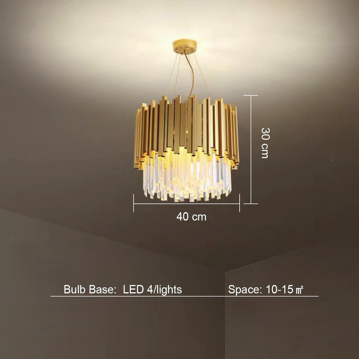 Gold/Silver Round Modern Tiered Metal Crystal Chandelier - Zelno Lighting