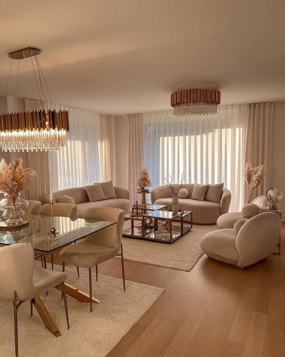 Gold/Silver Round Modern Tiered Metal Crystal Chandelier - Zelno Lighting