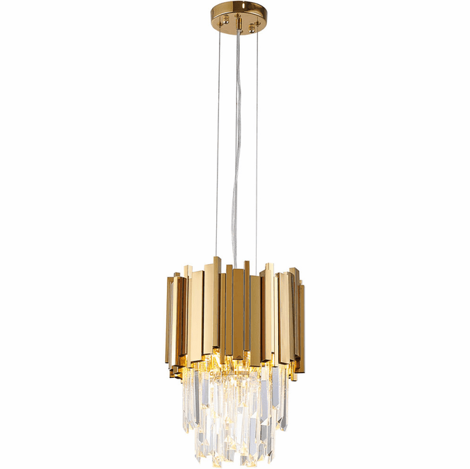 Gold/Silver Round Modern Tiered Metal Crystal Chandelier - Zelno Lighting