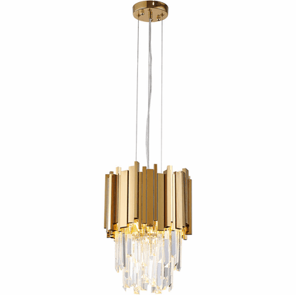 Gold/Silver Round Modern Tiered Metal Crystal Chandelier - Zelno Lighting
