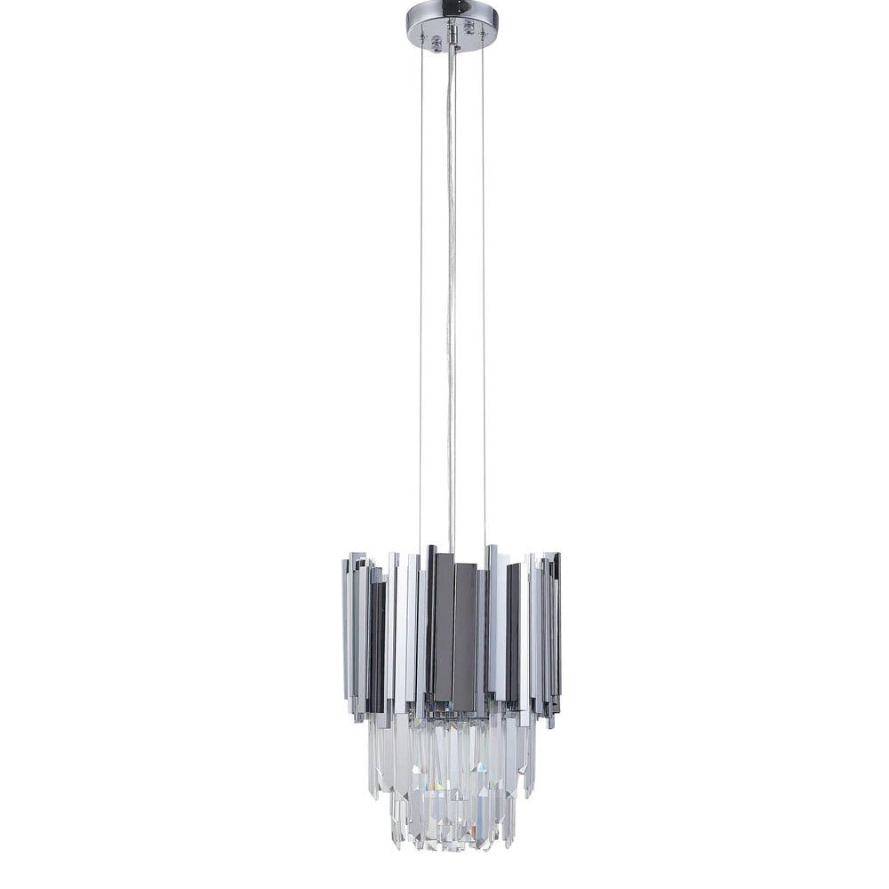 Gold/Silver Round Modern Tiered Metal Crystal Chandelier - Zelno Lighting
