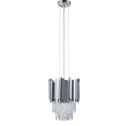 Gold/Silver Round Modern Tiered Metal Crystal Chandelier - Zelno Lighting