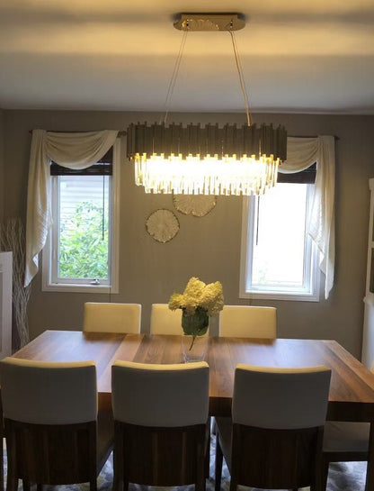 Gold/Silver Round Modern Tiered Metal Crystal Chandelier - Zelno Lighting