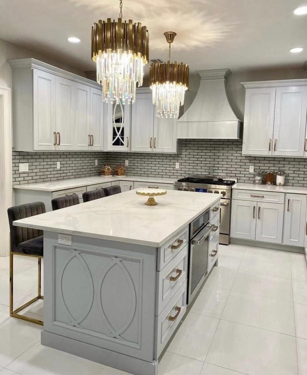 Gold/Silver Round Modern Tiered Metal Crystal Chandelier - Zelno Lighting