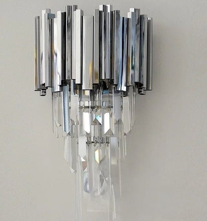 Gold/Silver Round Modern Tiered Metal Crystal Chandelier - Zelno Lighting