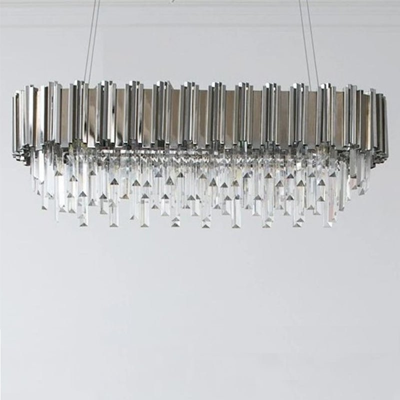 Gold/Silver Round Modern Tiered Metal Crystal Chandelier - Zelno Lighting