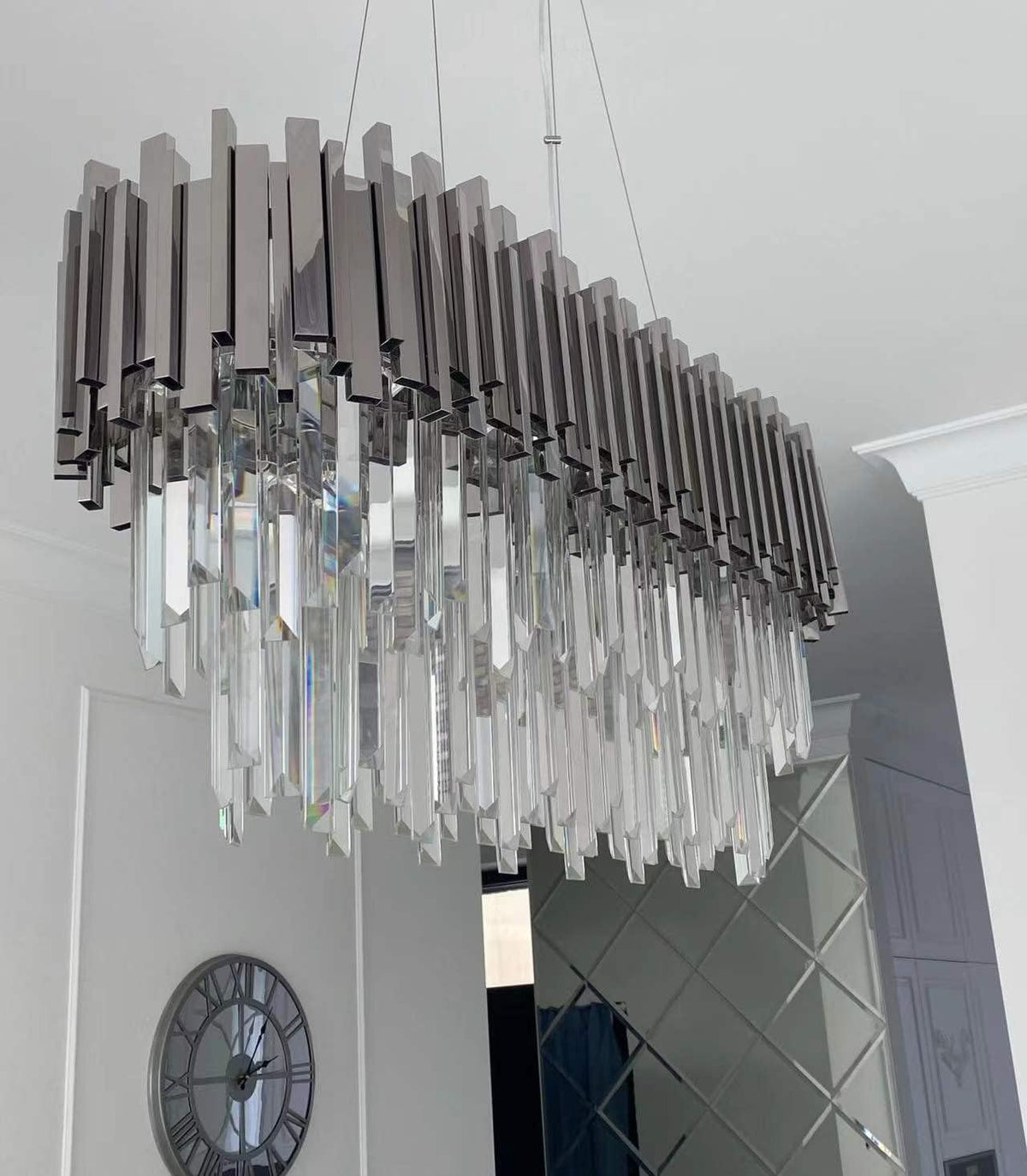 Gold/Silver Round Modern Tiered Metal Crystal Chandelier - Zelno Lighting