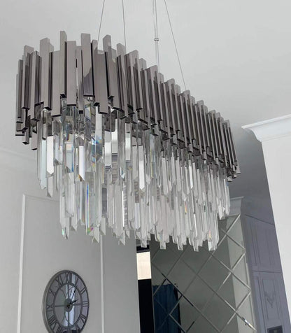 Gold/Silver Round Modern Tiered Metal Crystal Chandelier - Zelno Lighting