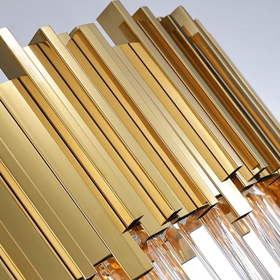 Gold/Silver Round Modern Tiered Metal Crystal Chandelier - Zelno Lighting