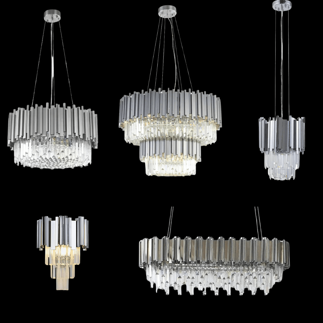 Gold/Silver Round Modern Tiered Metal Crystal Chandelier - Zelno Lighting