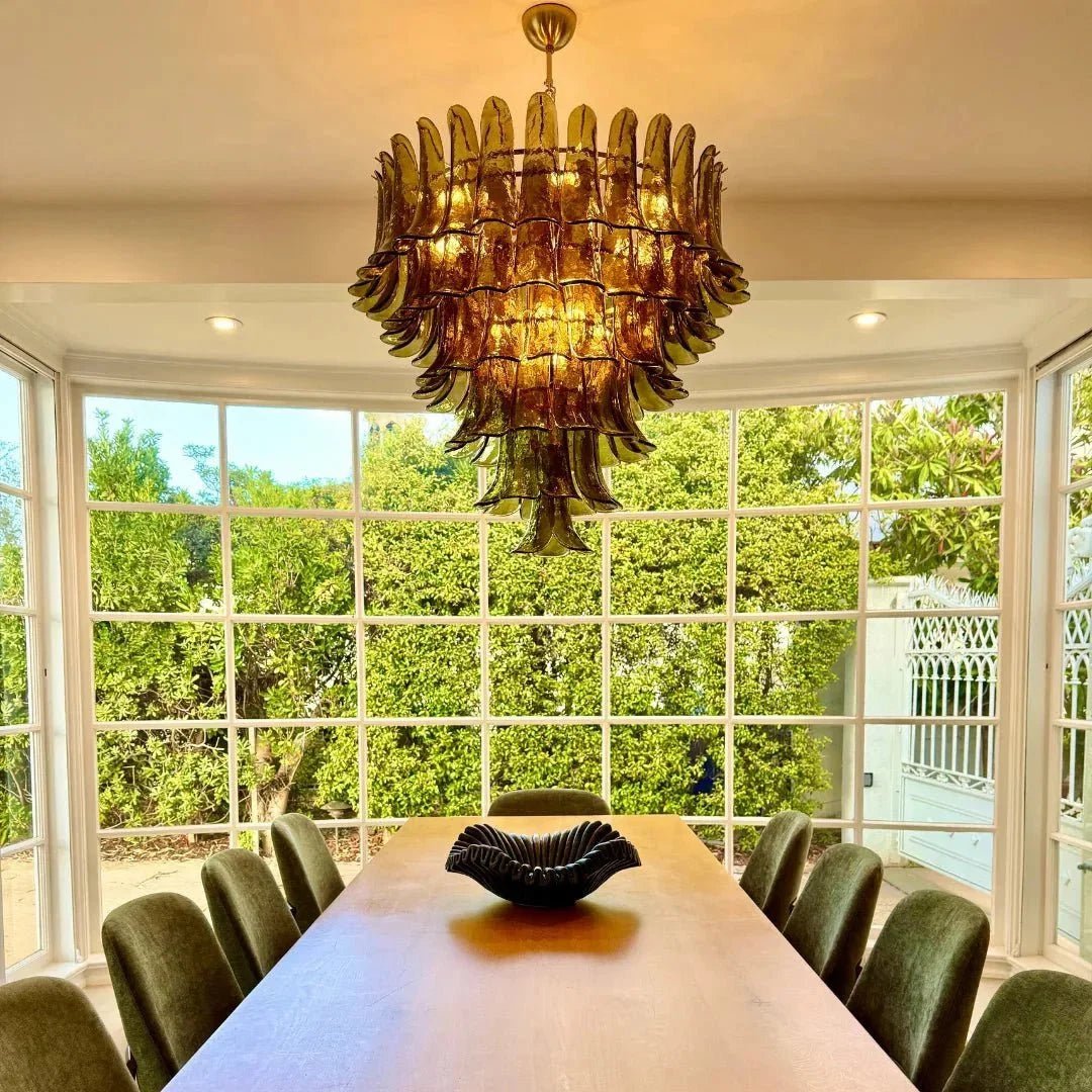 Green Petalo Murano Chandelier - Zelno Lighting