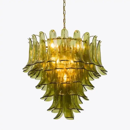 Green Petalo Murano Chandelier - Zelno Lighting