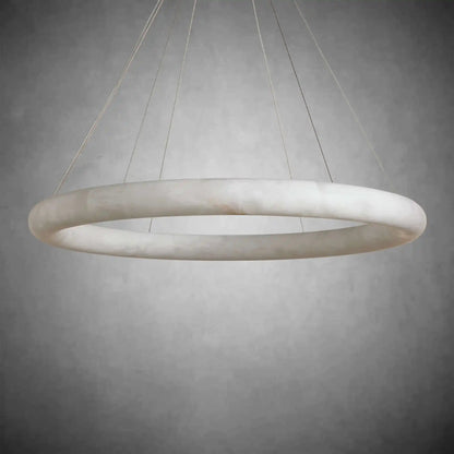 Halima Halo Spanish Alabaster LED Chandelier – 36" & 48" Luxury Light - Zelno