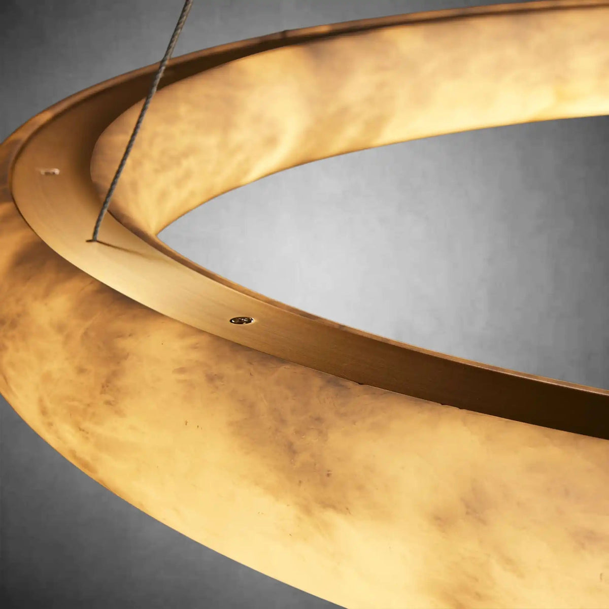 Halima Halo Spanish Alabaster LED Chandelier – 36" & 48" Luxury Light - Zelno