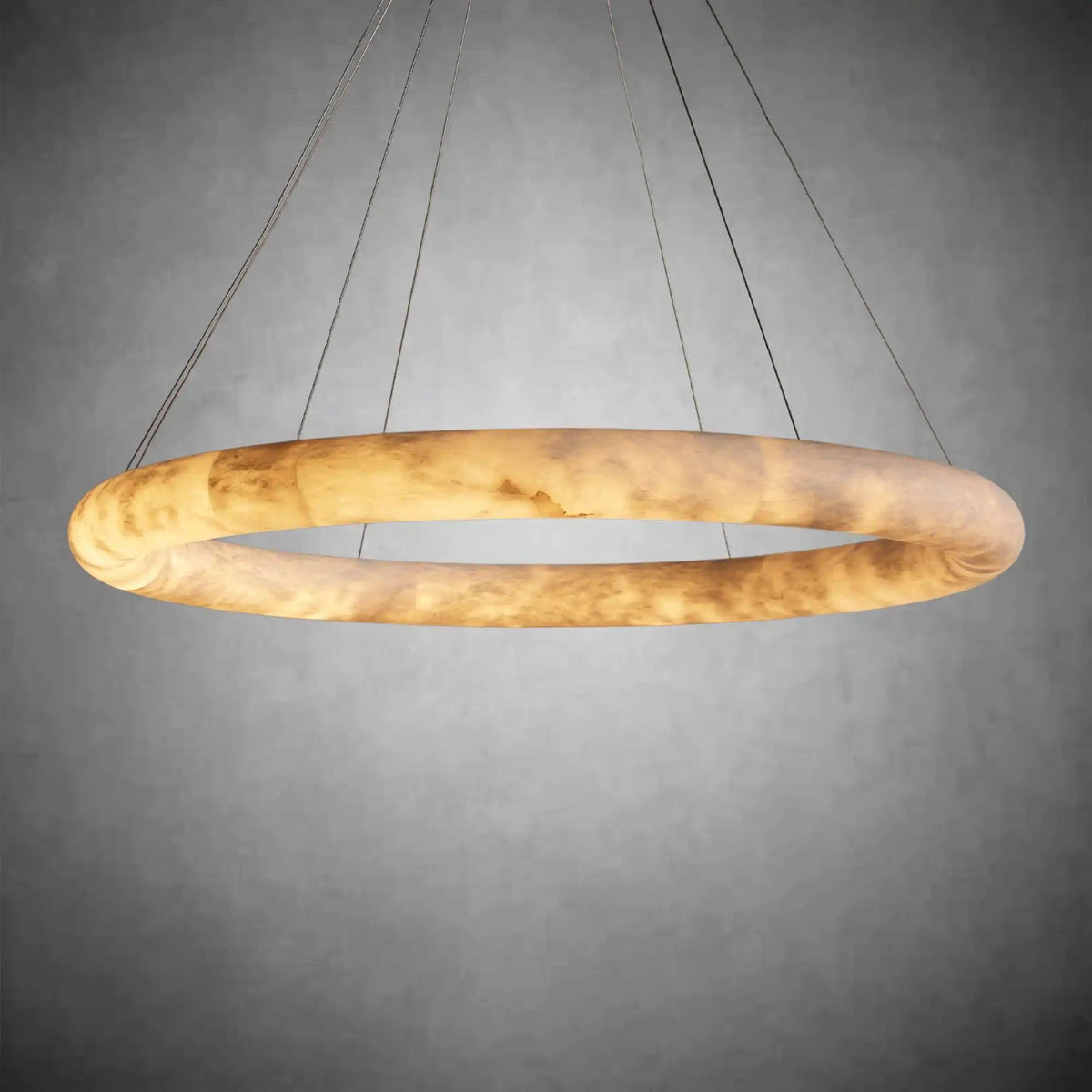 Halima Halo Spanish Alabaster LED Chandelier – 36" & 48" Luxury Light - Zelno