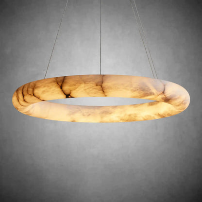 Halima Halo Spanish Alabaster LED Chandelier – 36" & 48" Luxury Light - Zelno