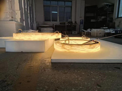 Halo Ring Alabaster Natural Stone Chandelier - Zelno Lighting