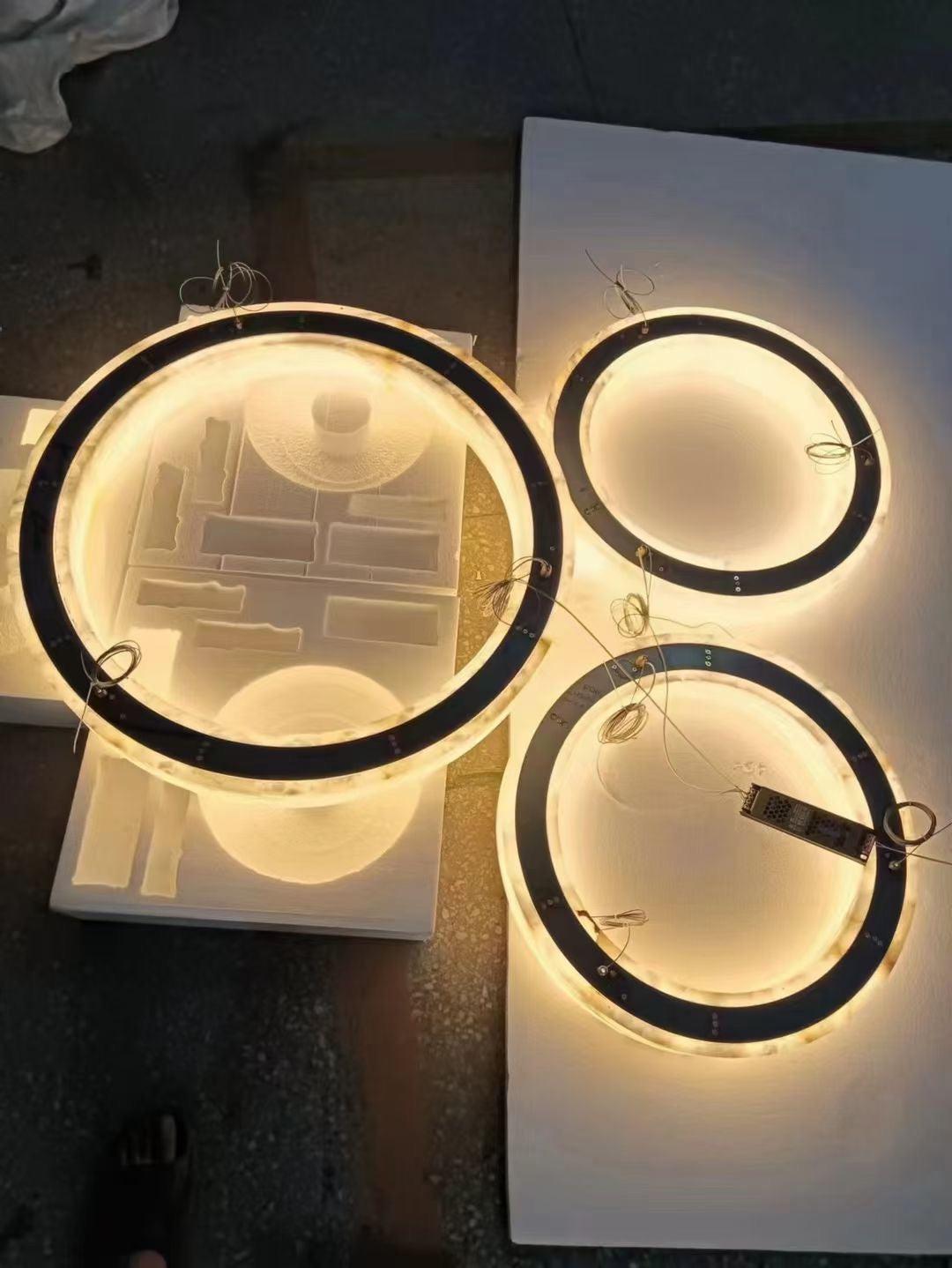 Halo Ring Alabaster Natural Stone Chandelier - Zelno Lighting