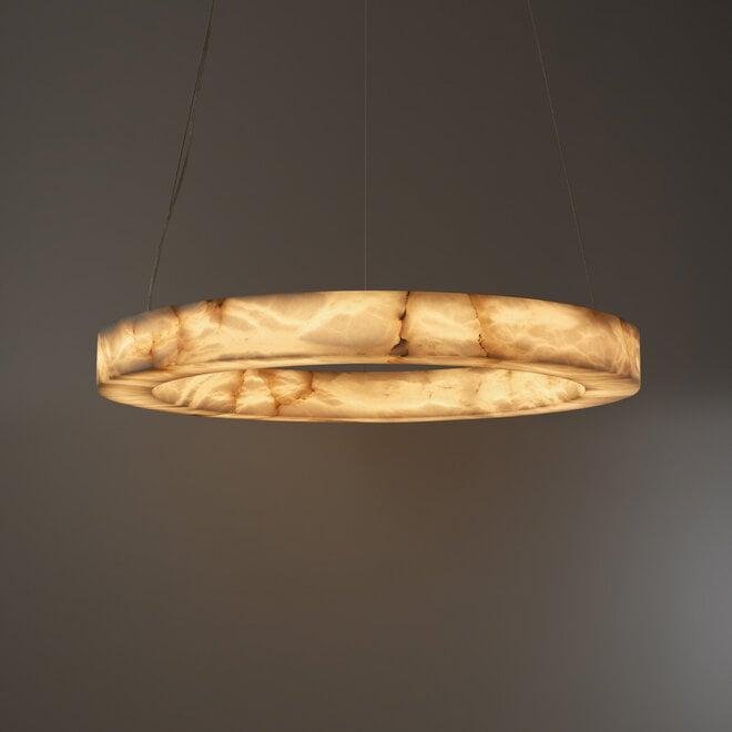 Halo Ring Alabaster Natural Stone Chandelier - Zelno Lighting