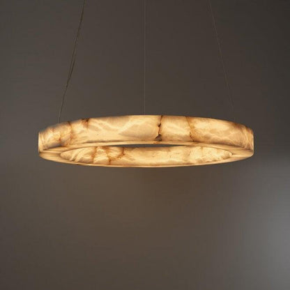 Halo Ring Alabaster Natural Stone Chandelier - Zelno Lighting