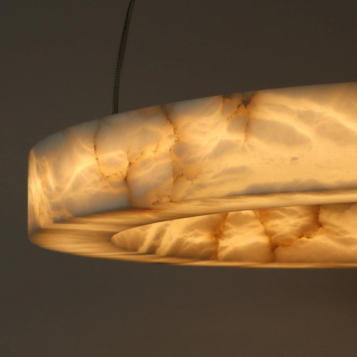 Halo Ring Alabaster Natural Stone Chandelier - Zelno Lighting