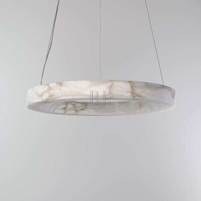 Halo Ring Alabaster Natural Stone Chandelier - Zelno Lighting