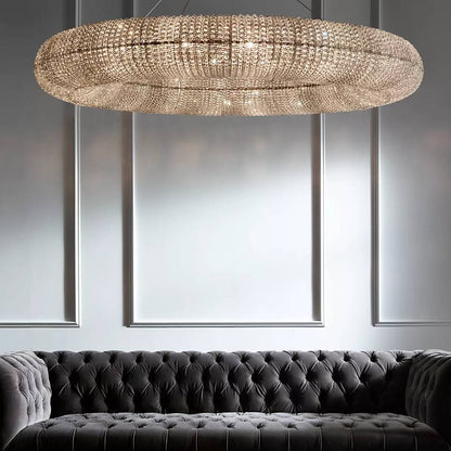 Halo Stranded Crystal Round Chandelier 32" - Zelno