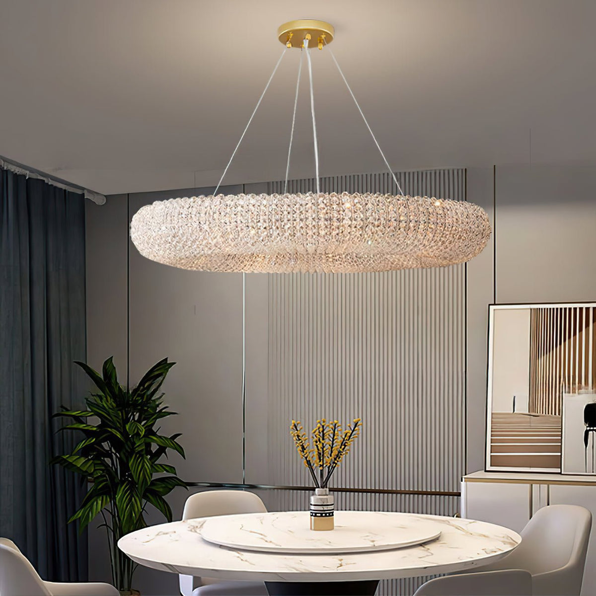 Halo Stranded Crystal Round Chandelier 41" - Zelno