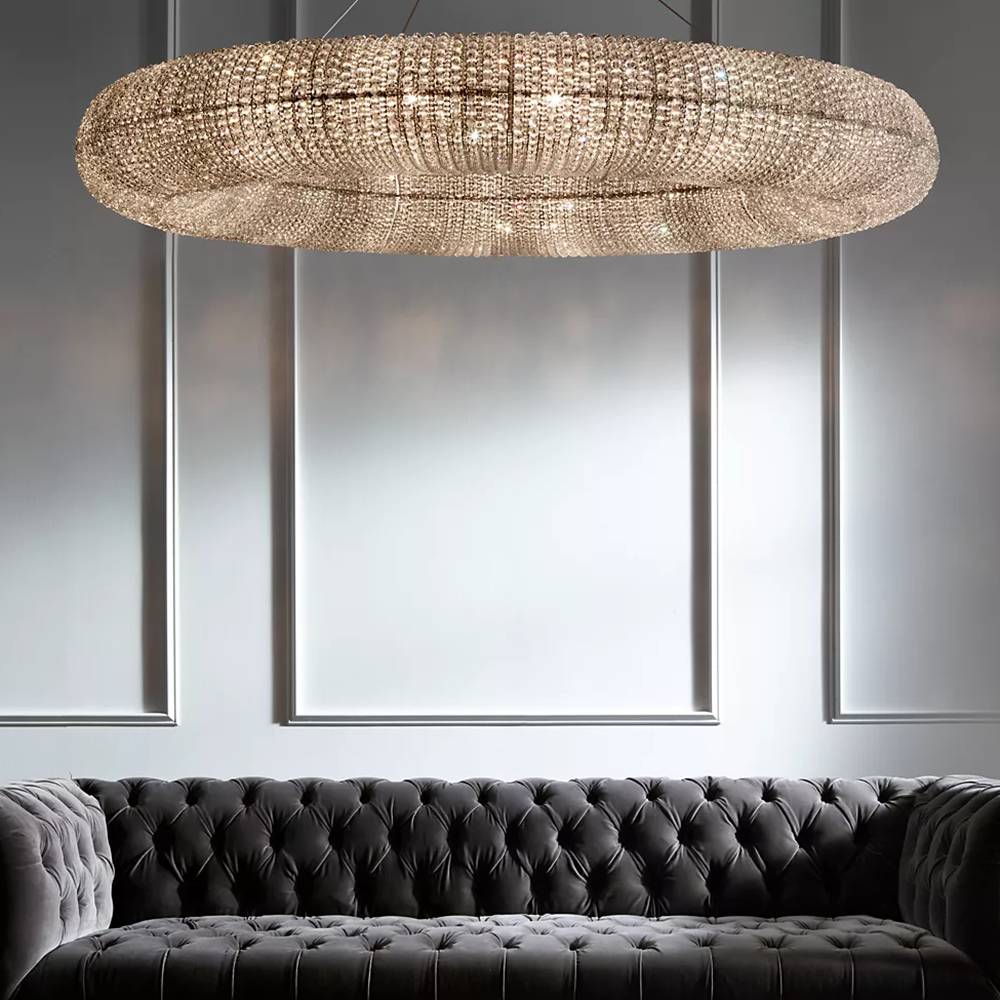 Halo Stranded Crystal Round Chandelier 41" - Zelno